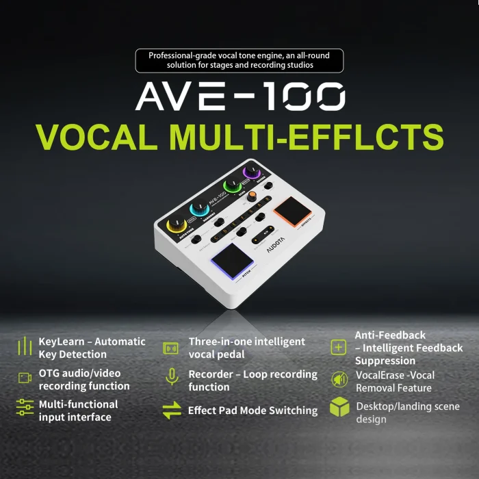 AUDOTA Professional Vocal Multi-Effects Unit- Harmony Generator, Auto-Tune, and Feedback Suppression with XLR Outputs - Image 3