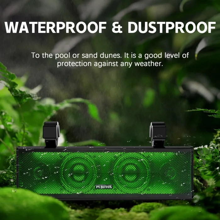 UTV/ATV 17" Bluetooth Sound Bar 4 Speaker Amplified Audio Waterproof with Multi-color Lighting for Golfcart Can Am - Image 3